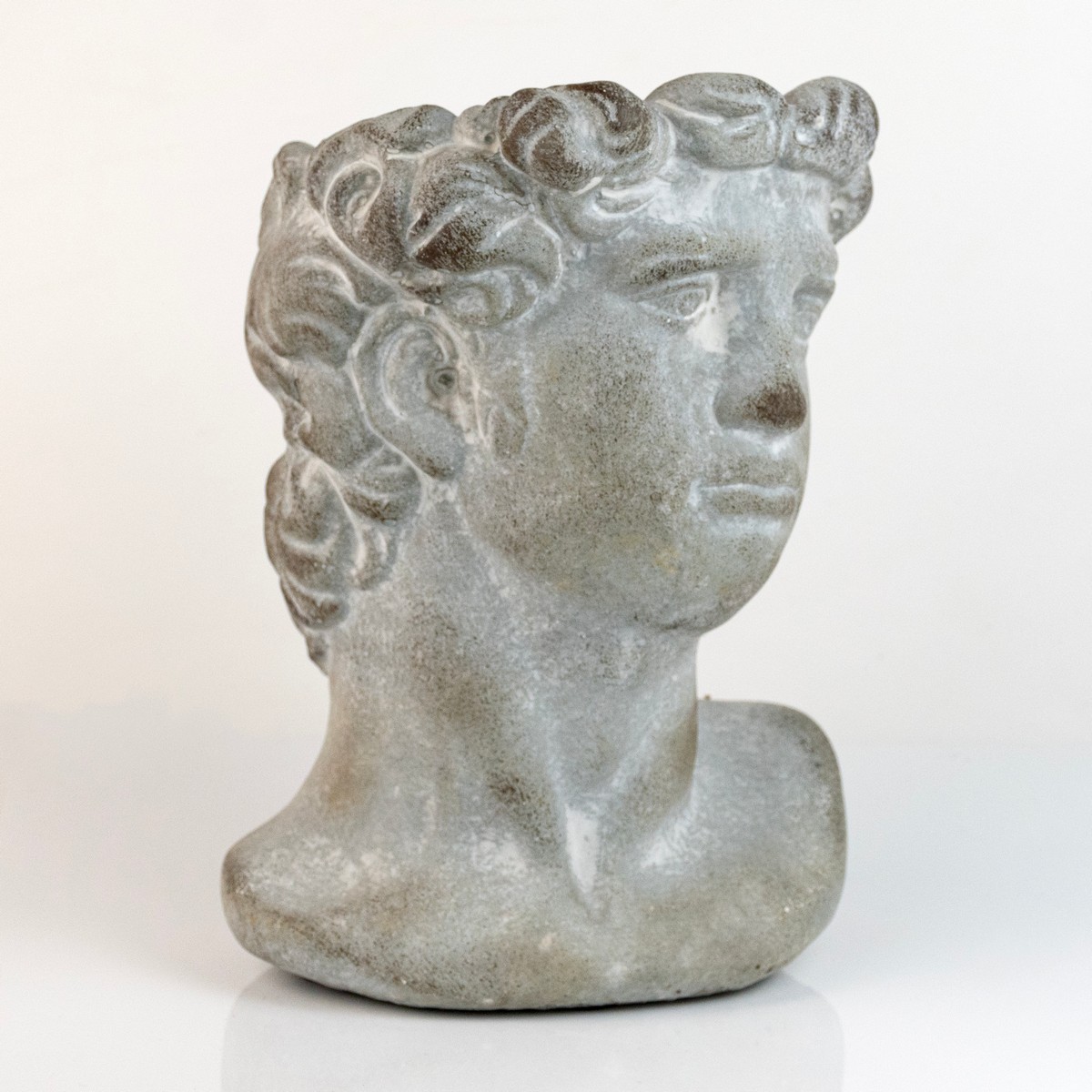 Кашпо Бюст мужчина (бетон), 17x15хH23см, серый в интернет-магазине флористических аксессуаров Азалия Декор