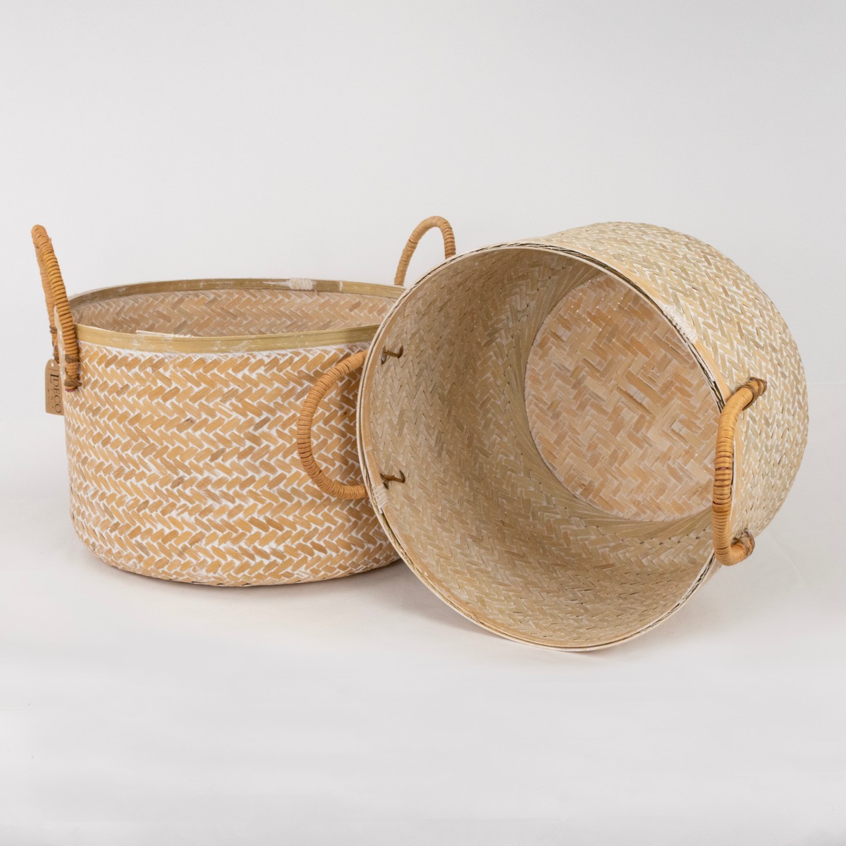 Набор корзин плетеных 2шт. (бамбук), D40xH26см, отбеленный в интернет-магазине флористических аксессуаров Азалия Декор