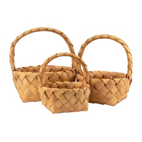 Набор корзин плетеных 3 шт., D25,5xH30,5см, натуральный в интернет-магазине флористических аксессуаров Азалия Декор