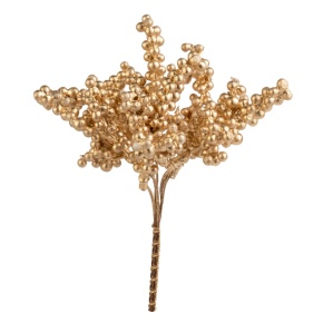 Набор веток с ягодами на вставках 6шт., 16см, золотой в интернет-магазине флористических аксессуаров Азалия Декор
