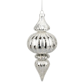 Украшение подвесное Юла с глиттером (пластик), Н18см, серебряный в интернет-магазине флористических аксессуаров Азалия Декор