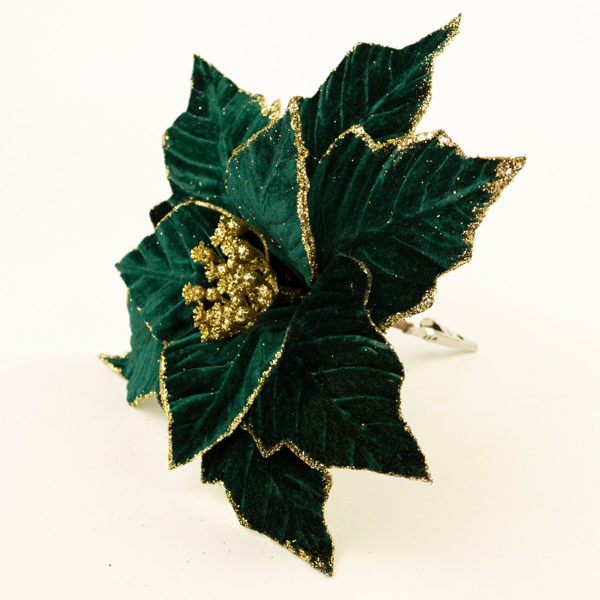 Пуансетия на прищепке, D28см, зеленый в интернет-магазине флористических аксессуаров Азалия Декор