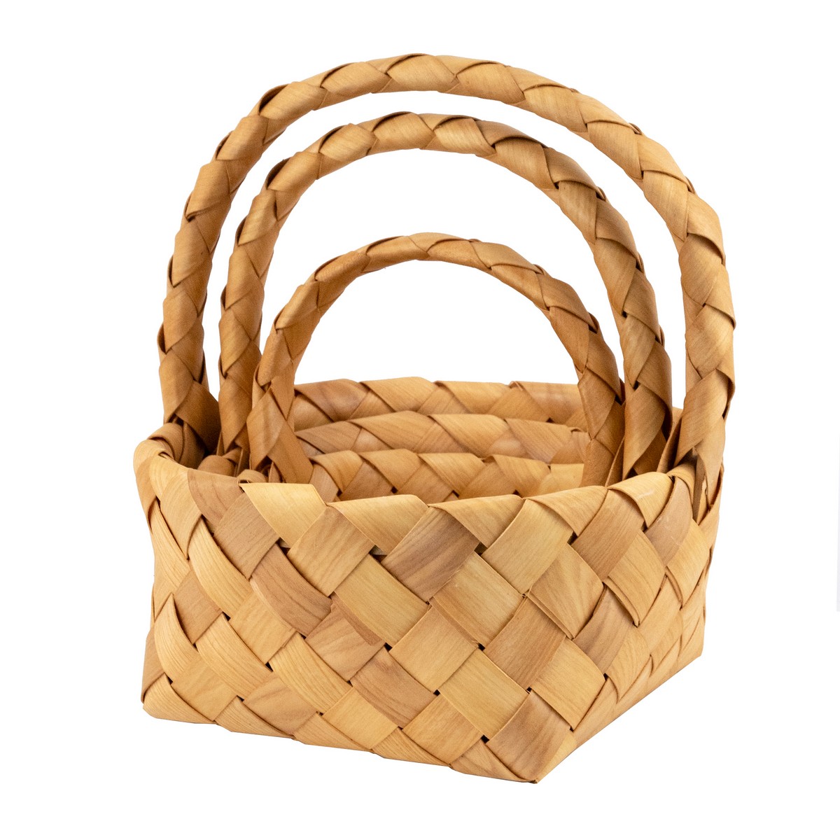 Набор корзин плетеных 3 шт., D25,5xH30,5см, натуральный в интернет-магазине флористических аксессуаров Азалия Декор