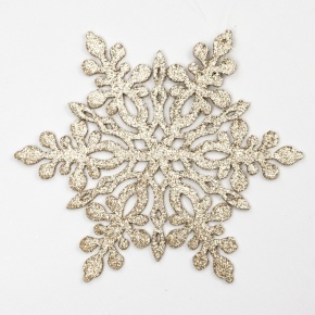 Украшение подвесное Снежинка с глиттером (дерево), 15х15см, шамп. в интернет-магазине флористических аксессуаров Азалия Декор