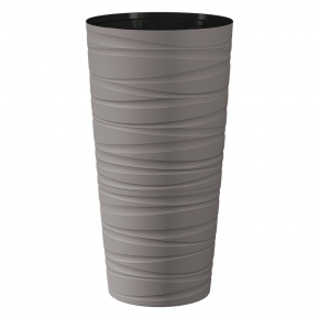 Кашпо со вставкой Модерн, D30xH58см, 15л, серый в интернет-магазине флористических аксессуаров Азалия Декор