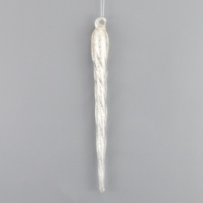 Украшение подвесное Сосулька с глиттером (стекло), 20см, шампань в интернет-магазине флористических аксессуаров Азалия Декор
