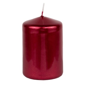 Свеча-столбик Металлик, H10xD7,5см, красный в интернет-магазине флористических аксессуаров Азалия Декор