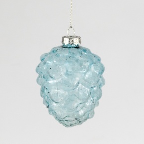 Украшение подвесное Шишка (стекло), Н9,5х7,5см, голубой в интернет-магазине флористических аксессуаров Азалия Декор