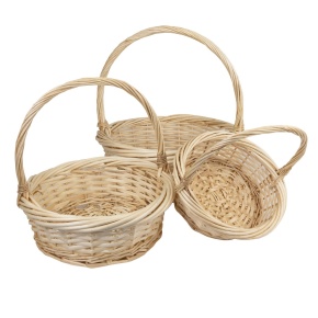 Набор корзин плетеных 3шт. (ива), D42,5х15,5х42см/ D27х11х30,5см, натуральный в интернет-магазине флористических аксессуаров Азалия Декор