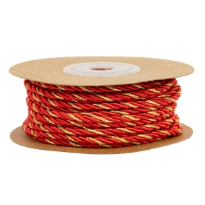 Шнур декоративный 3 мм 10 м, красный/золотой в интернет-магазине флористических аксессуаров Азалия Декор
