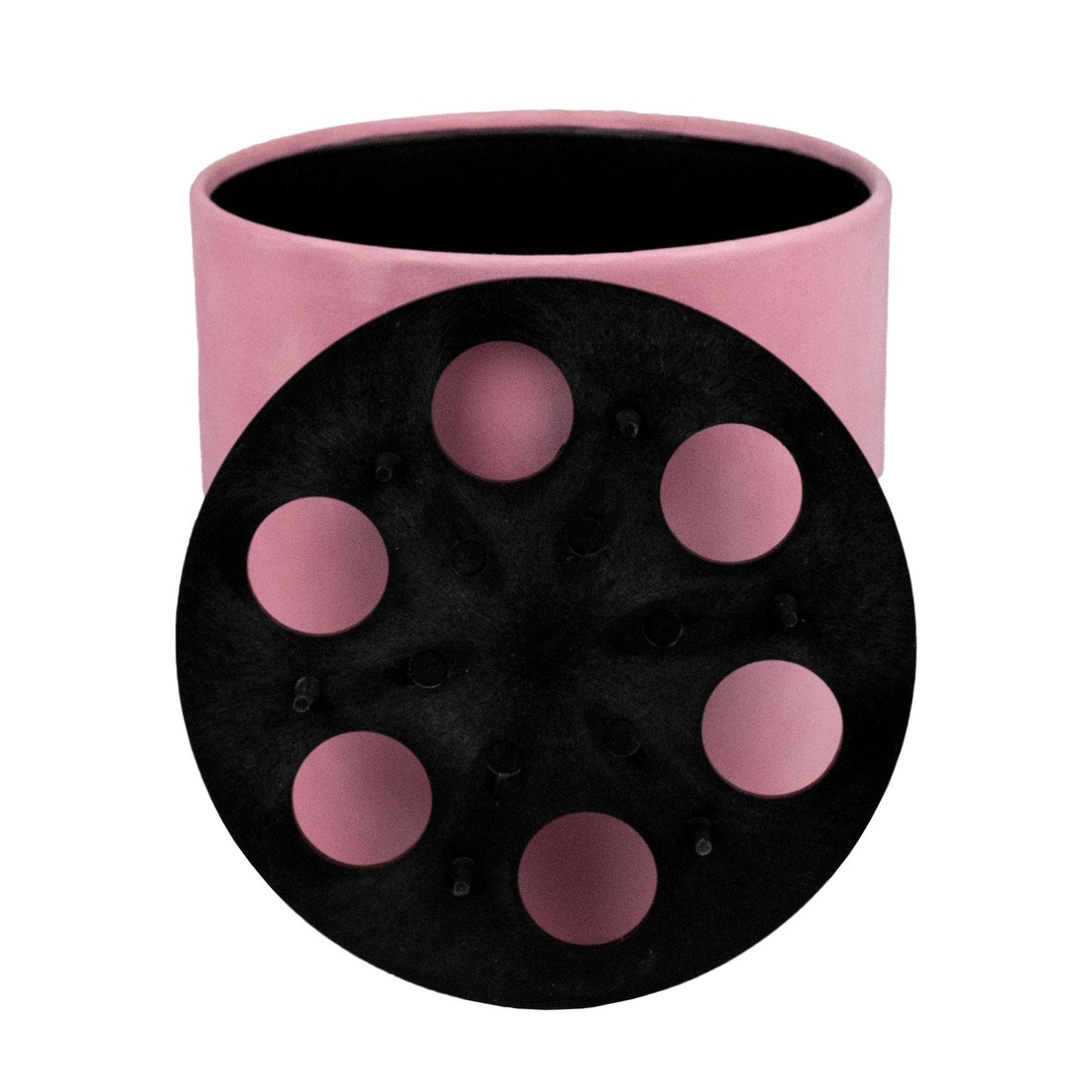 Коробка подарочная круглая без крышки Lockwet с пласт. вставкой (бархат), D16xH16 см, розовый в интернет-магазине флористических аксессуаров Азалия Декор