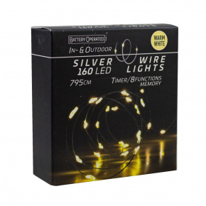 Гирлянда светодиодная,160 ламп,тепл.бел.свет,работа от батареек(не в комплекте), шнур 10см, прозрачн в интернет-магазине флористических аксессуаров Азалия Декор