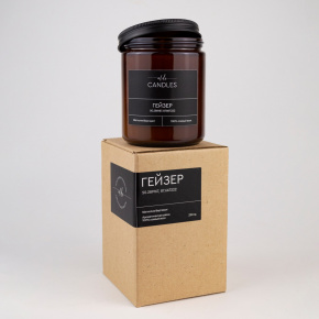 Свеча в банке с крышкой ароматическая Гейзер (соевый воск), H9,5xD7,5см, коричневый в интернет-магазине флористических аксессуаров Азалия Декор