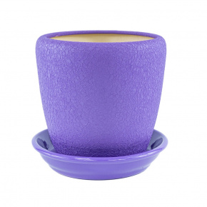 Цв. горшок с поддоном Грация №4 Шелк (керамика), D11,5xH13см., 1,2л., сиреневый в интернет-магазине флористических аксессуаров Азалия Декор