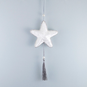 Украшение подвесное Звезда с кисточкой, H20х6х4см, белый в интернет-магазине флористических аксессуаров Азалия Декор