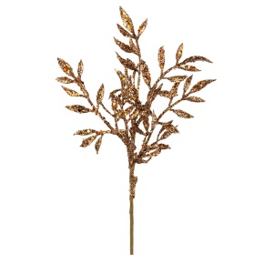 Ветка с листьями с глиттером, 26см, коричневый в интернет-магазине флористических аксессуаров Азалия Декор