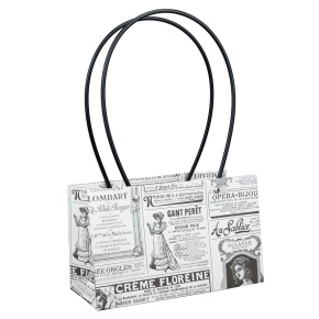 Пакет для цветов водостойкий Газета (крафт), 22х11х14см (в уп. 10шт.), белый/черный в интернет-магазине флористических аксессуаров Азалия Декор