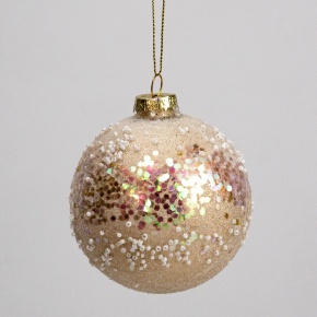 Украшение подвесное Шар со стразами (стекло), D8см, шампань в интернет-магазине флористических аксессуаров Азалия Декор