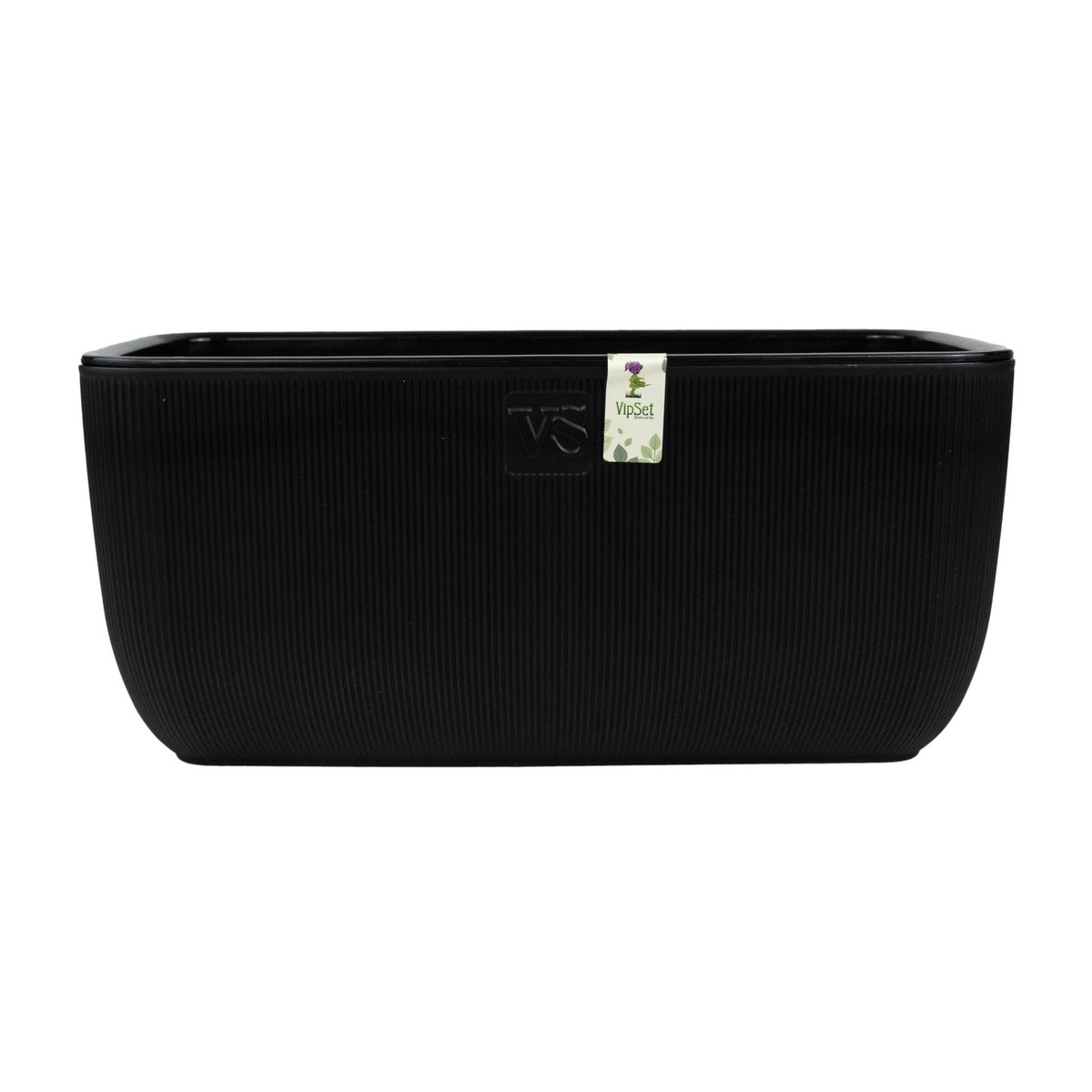 Ящик балконный со вставкой Фабио (пластик), 38х19xH17см, 9,5л, черный в интернет-магазине флористических аксессуаров Азалия Декор