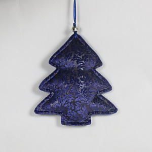 Украшение подвесное Елочка, 12,5х14см, темно-синий в интернет-магазине флористических аксессуаров Азалия Декор