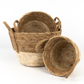 Набор корзин плетеных 3шт. (растительный материал), D31,5хH28см, натуральный в интернет-магазине флористических аксессуаров Азалия Декор