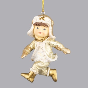 Украшение подвесное Мальчик (полирезин), H9x6,5x3,5см, золотой в интернет-магазине флористических аксессуаров Азалия Декор