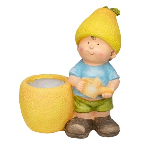 Садовая фигура Мальчик с лимоном (магнезия), H38х31х18,5см, цв. в асс. в интернет-магазине флористических аксессуаров Азалия Декор