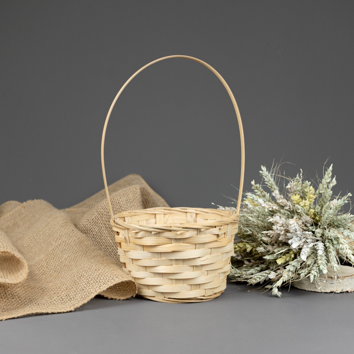 Корзина плетеная (бамбук), D16х10хH32см, натуральный в интернет-магазине флористических аксессуаров Азалия Декор