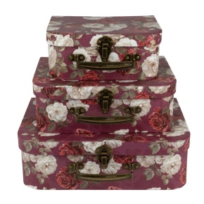 Набор коробок подарочных Чемодан 3шт., 30,2х21,9хH9,5см, красный/белый в интернет-магазине флористических аксессуаров Азалия Декор