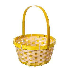 Корзина плетеная (бамбук), D21хH24 см, желтый в интернет-магазине флористических аксессуаров Азалия Декор