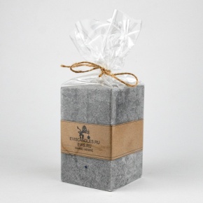 Свеча-квадрат Йоркшир (40 часов, пальмовый воск), 7x7xH12см, серый в интернет-магазине флористических аксессуаров Азалия Декор