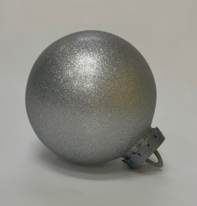 Украшение Шар с глиттером (пластик), D20см, серебряный в интернет-магазине флористических аксессуаров Азалия Декор