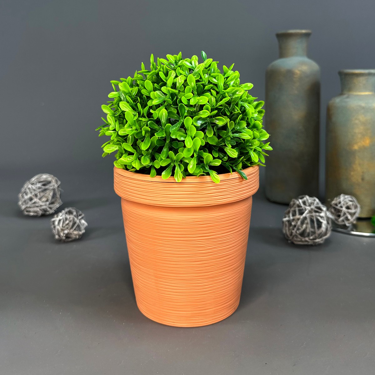 Кашпо со вставкой Терра (пластик), D13xH13см, 1,1л, оранжевый в интернет-магазине флористических аксессуаров Азалия Декор