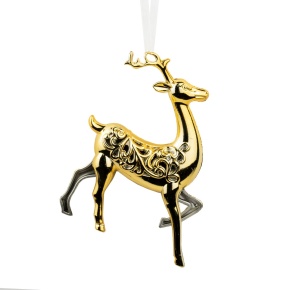 Украшение подвесное Олень (пластик), Н14,5х11,1см, золотой в интернет-магазине флористических аксессуаров Азалия Декор