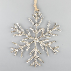 Украшение подвесное Снежинка со стразами (металл), 21х21см, шампань в интернет-магазине флористических аксессуаров Азалия Декор