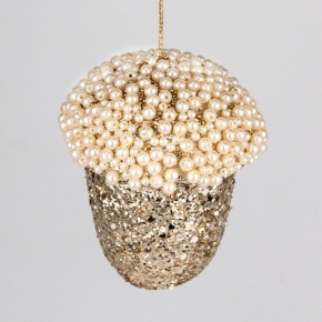 Украшение подвесное Желудь, H11см, золотой в интернет-магазине флористических аксессуаров Азалия Декор