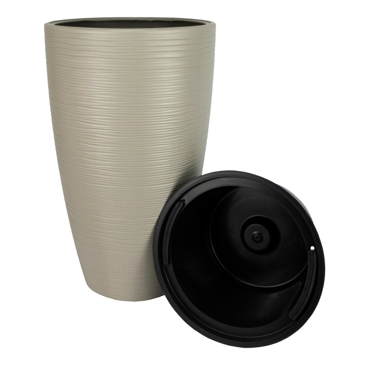 Кашпо со вставкой Гоби Слим (пластик), D29xH48см, 5,5л, кремовый в интернет-магазине флористических аксессуаров Азалия Декор