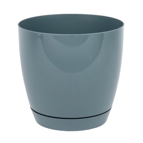 Цв. горшок с поддоном Тоскана круглый (пластик), D17xH16,5 см, 3л, синий в интернет-магазине флористических аксессуаров Азалия Декор