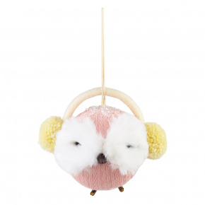 Украшение подвесное Сова в наушниках (пенопласт/текстиль), H15x12x8см, розовый в интернет-магазине флористических аксессуаров Азалия Декор