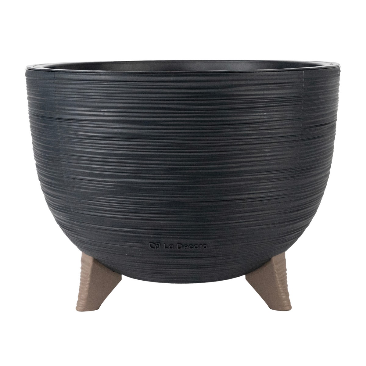 Кашпо на ножках со вставкой Ля Декоро (пластик), D32xH24см, 9,8л, антрацитовый в интернет-магазине флористических аксессуаров Азалия Декор