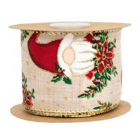 Лента Гномики (полиэстер), 63 мм 5 м, натуральный/белый в интернет-магазине флористических аксессуаров Азалия Декор