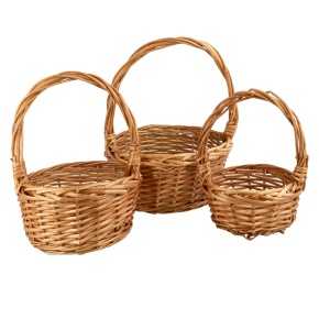 Набор корзин плетеных 3шт. (ива), D23x11хH27см, светло-коричневый в интернет-магазине флористических аксессуаров Азалия Декор