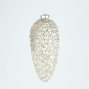 Украшение подвесное Шишка (стекло), Н14,5х6см, серебряный в интернет-магазине флористических аксессуаров Азалия Декор