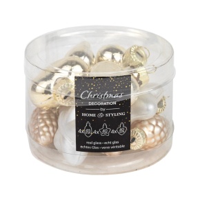 Набор подвесных украшений в тубе (стекло) 12шт., 4см, шампань в интернет-магазине флористических аксессуаров Азалия Декор