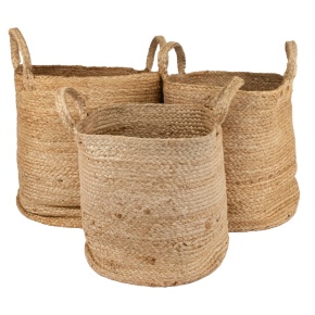 Набор корзин плетеных 3шт. (джут), D37хH37см, натуральный в интернет-магазине флористических аксессуаров Азалия Декор