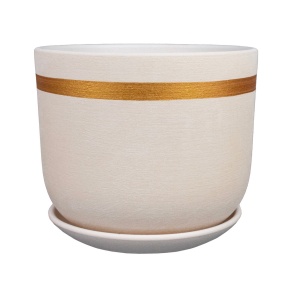 Цв. горшок с поддоном Замша (керамика), D15xH13см, 1,6л, белый в интернет-магазине флористических аксессуаров Азалия Декор