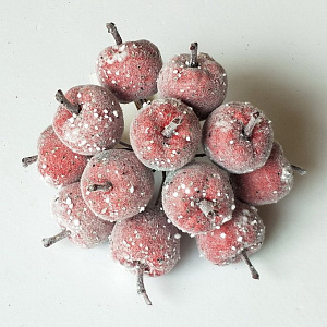 Набор яблок заснеженных на вставках 12шт., D2,3xL8см, красный в интернет-магазине флористических аксессуаров Азалия Декор
