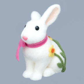 Сувенир Кролик (пенопласт/текстиль), H20x13x12см, белый/розовый в интернет-магазине флористических аксессуаров Азалия Декор