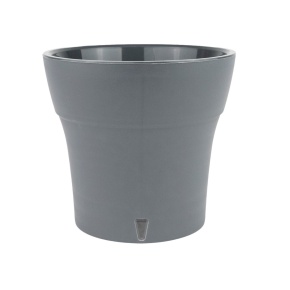 Кашпо со вставкой Дали Софт (пластик), D11xH10,5см, 0,6л, антрацитовый в интернет-магазине флористических аксессуаров Азалия Декор