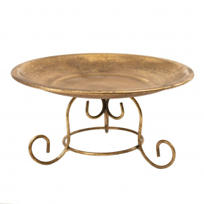 Блюдо на подставке (металл), D20xH10см, золотой в интернет-магазине флористических аксессуаров Азалия Декор